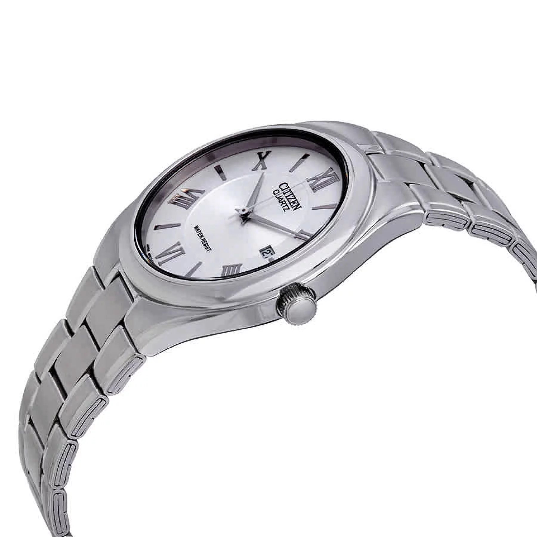 Men'S BI0950-51A Silver Steel Bracelet with Silver Analog Dial Watch NWT